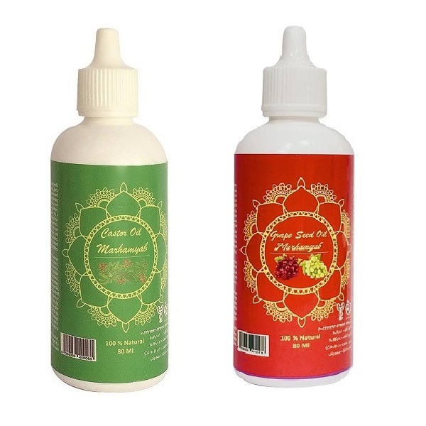 روغن تقویت کننده ناخن مرهم یاب مدل هسته انگور و کرچک حجم 80 میلی لیتر مجموعه 2 عددی تقویت کننده ناخن طلایی