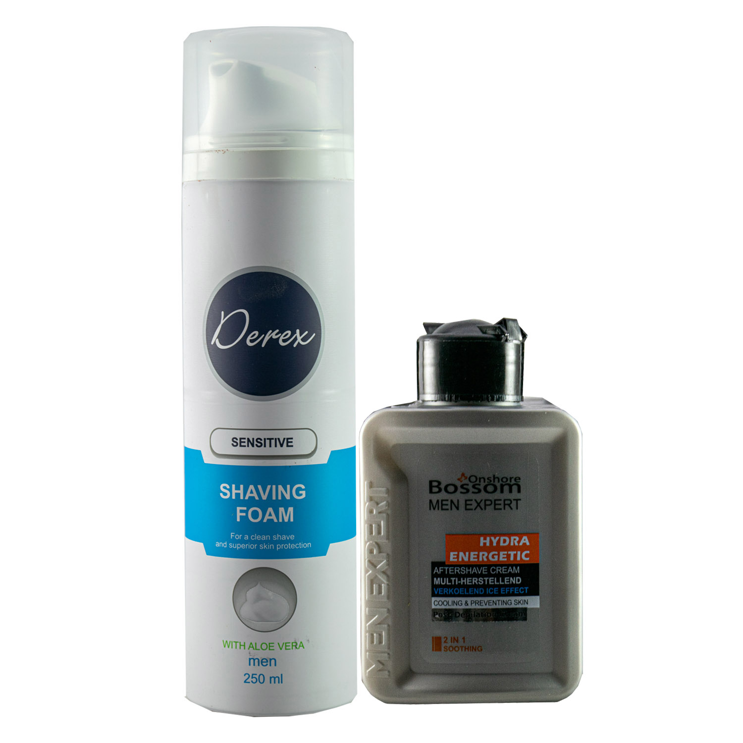 فوم اصلاح دریکس مدل SENSITIVE حجم 250 میلی لیتر به همراه افترشیو بوسوم مدل  2IN 1 حجم 100 میلی لیتر ژل و فوم اصلاح طلایی