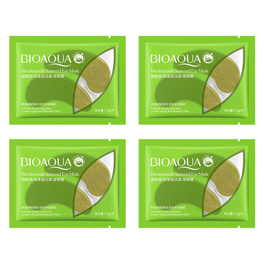 ماسک زیر چشم بایو آکوا مدل Nicotinamide Seaweed وزن 7.5 گرم مجموعه 4 عددی ماسک صورت و بدن طلایی