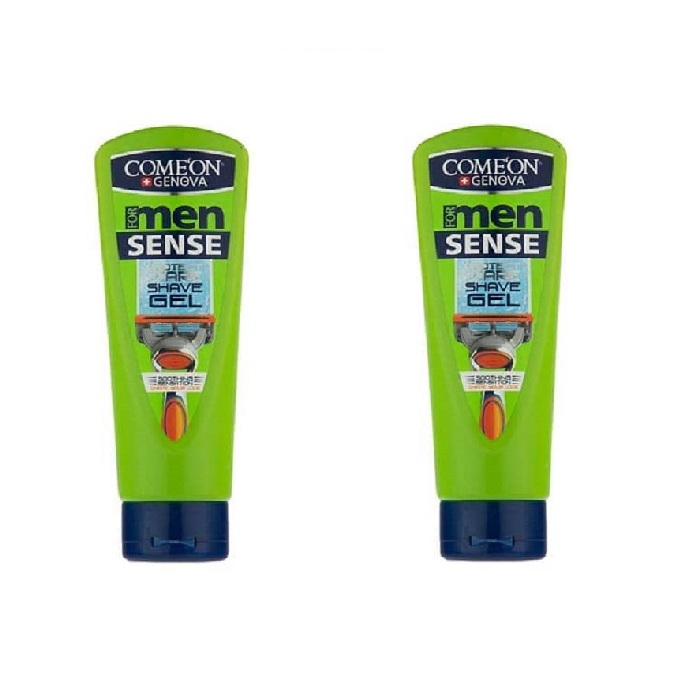 ژل اصلاح کامان مدل sense حجم 200 میلی لیتر بسته دو عددی ژل و فوم اصلاح طلایی