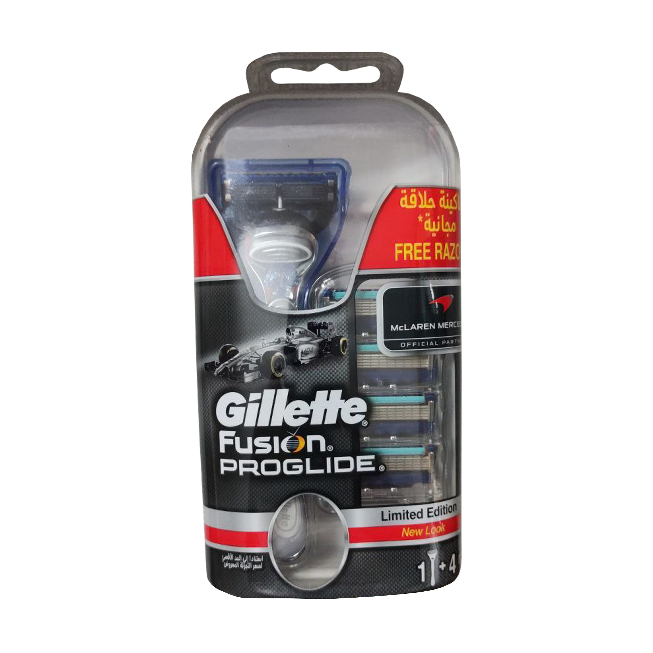 خود تراش ژیلت مدل Fusion Proglide به همراه تیغ یدک بسته 4 عددی تیغ و یدک اصلاح طلایی