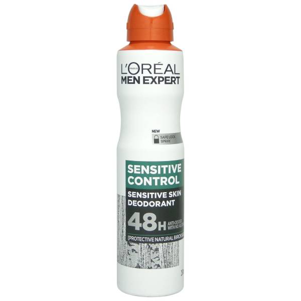 اسپری ضد تعریق مردانه لورآل سری Men Expert مدل SENSITIVE CONTROL حجم 250 میلی لیتر اسپری ضد تعریق طلایی