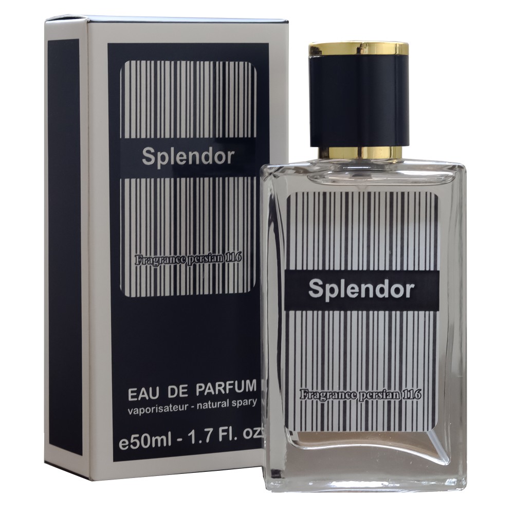 ادو پرفیوم مردانه فراگرنس پرشیا 116 مدل اسپلندور بلک حجم 50 میلی لیتر عطر و ادکلن مردانه طلایی