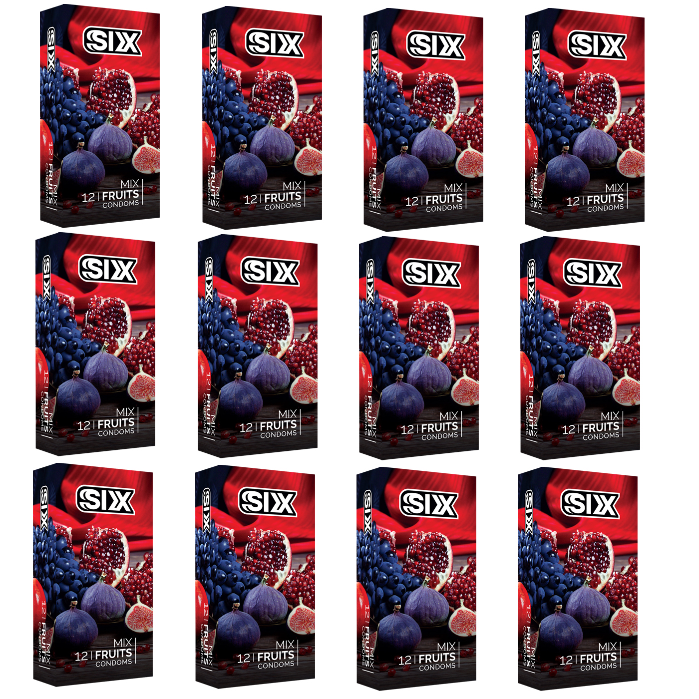 کاندوم سیکس مدل MixFruit12 مجموعه 12 عددی کاندوم طلایی