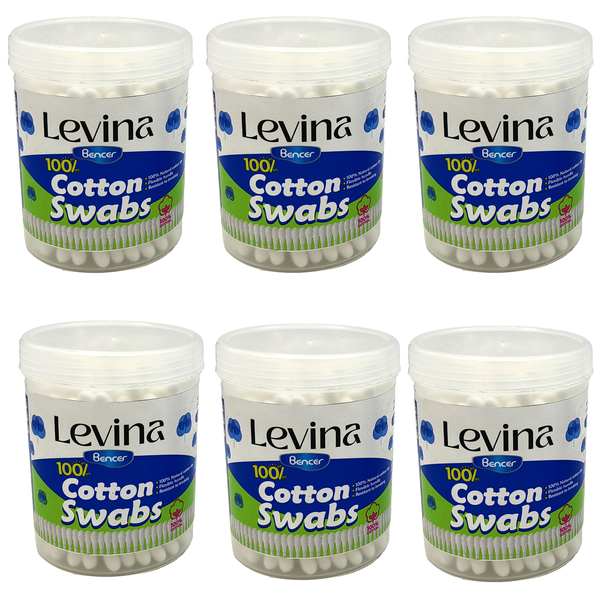 گوش پاک کن لوینا مدل cotton swabs بسته 6 عددی گوش پاک کن طلایی