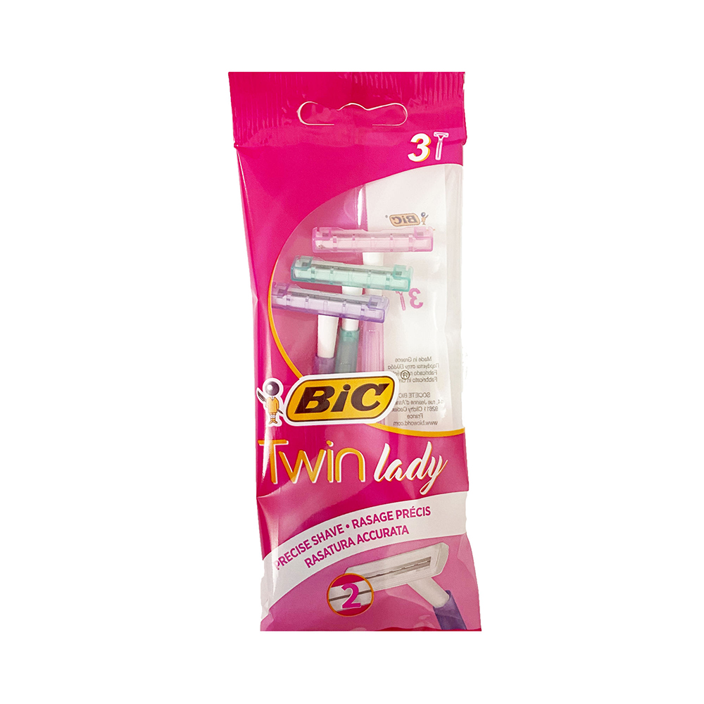 خود تراش بیک مدل توین لیدی بسته 3 عددی تیغ و یدک اصلاح طلایی