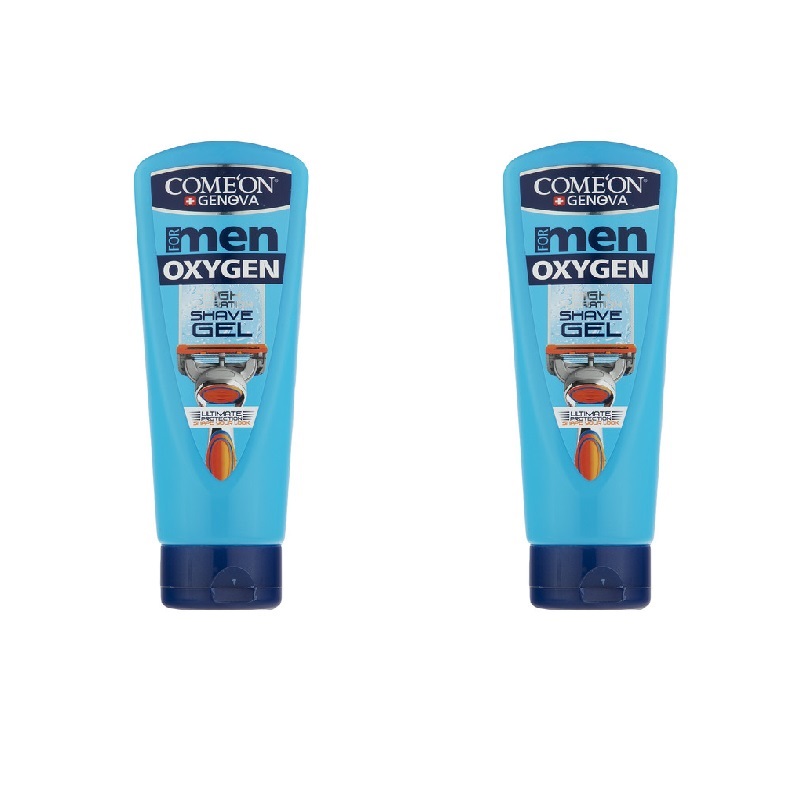 ژل اصلاح کامان مدل Oxygen حجم 200 میلی لیتر بسته دو عددی ژل و فوم اصلاح طلایی