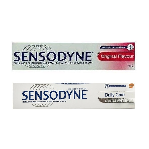خمیر دندان سنسوداین سری Daily Care مدل Gentle Whitening حجم 75 میلی لیتر به همراه خمیر دندان مدل Original Flavour وزن 100 گرم خمیر دندان طلایی
