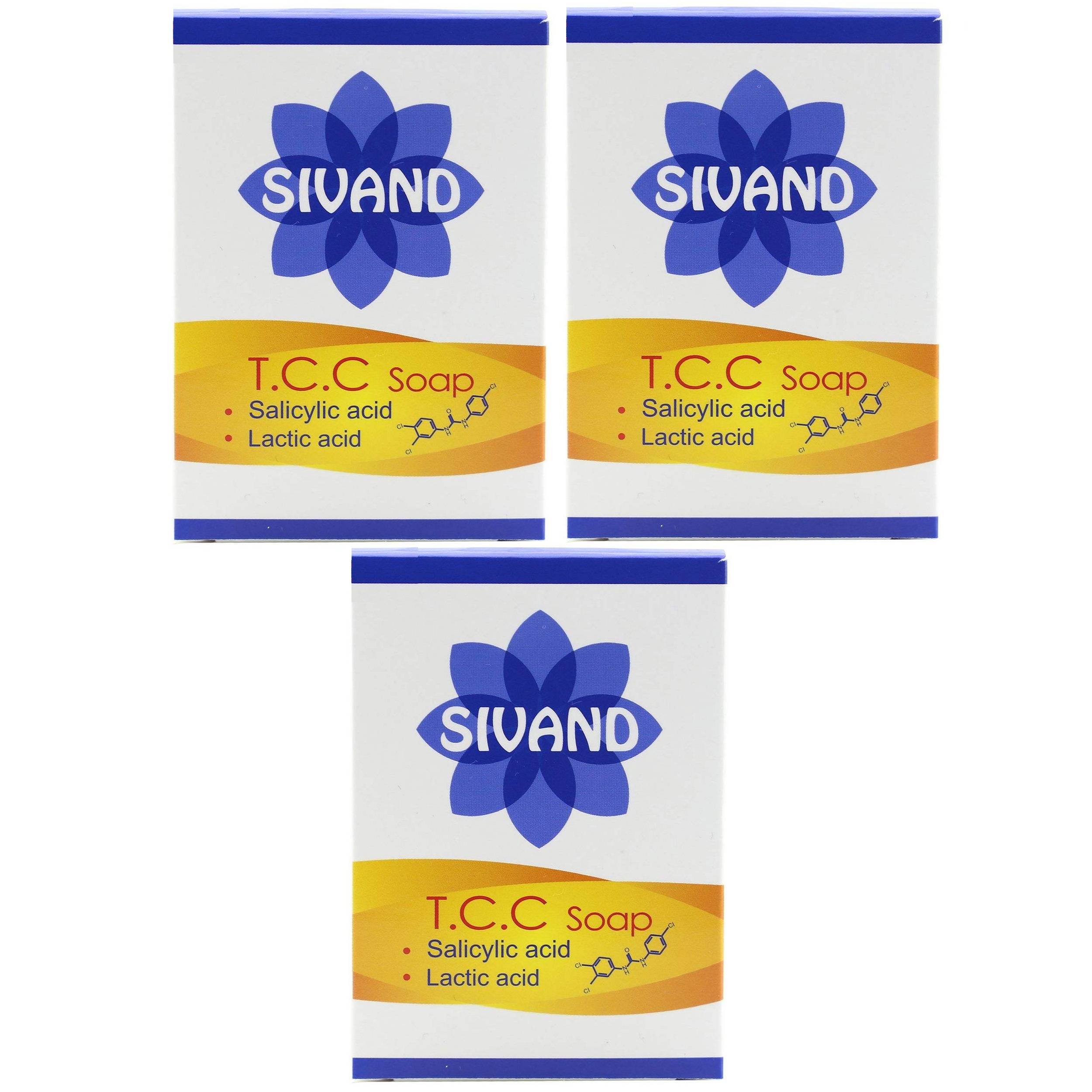 صابون ضد باکتری سیوند مدل TCC وزن 90 گرم مجموعه 3 عددی صابون ضد باکتری طلایی