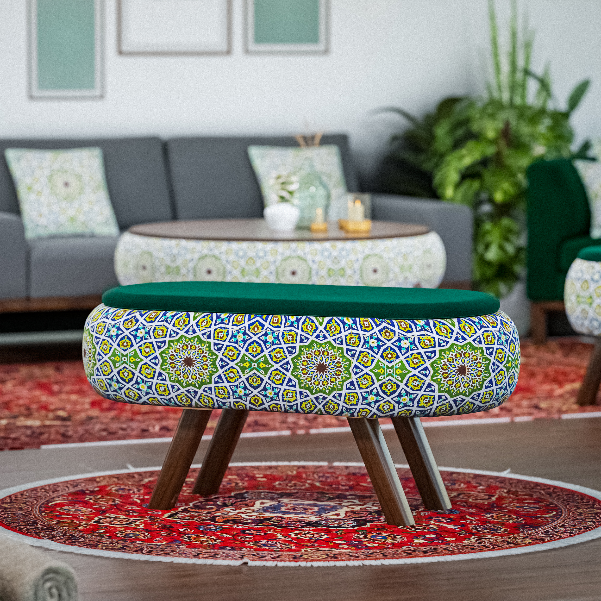 پاف مدل نیمکتی کد AK-67 90 پاف و بین بگ طلایی