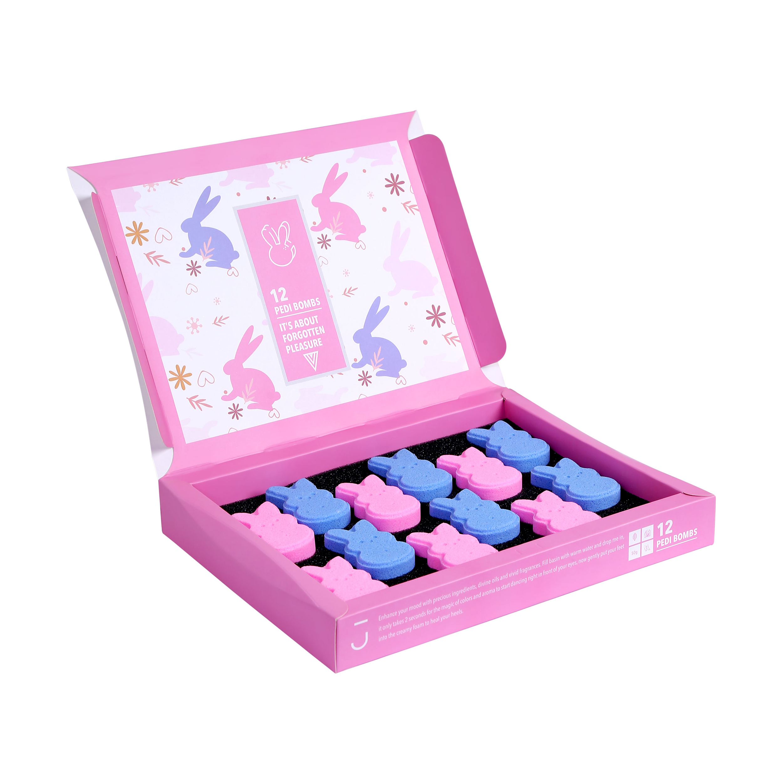 کوکتل پدیکور ژبن پلاس مدل Rabbit وزن 600 گرم بسته 12 عددی نمک حمام طلایی